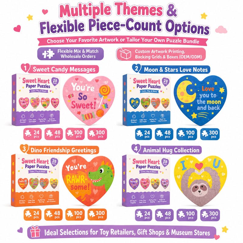 Sweet Heart Unicorn Paper Puzzle Set custom artwork detail