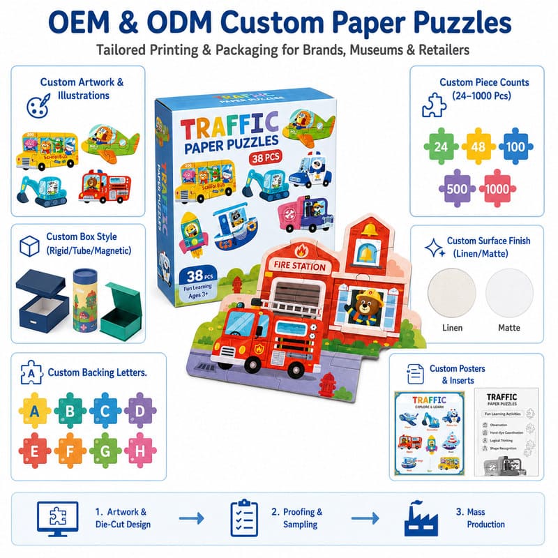 Traffic Vehicle Paper Puzzle Set board and material detail