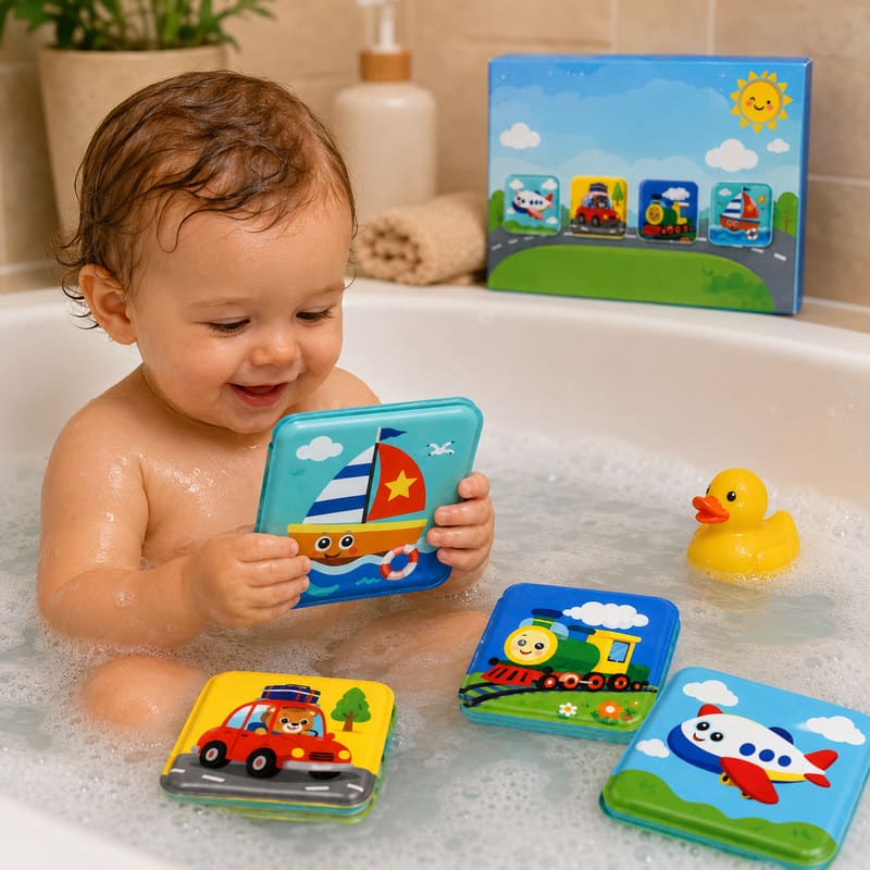Custom Transportation Bath Book 4-Book Set – Waterproof Learning Books custom artwork and logo detail