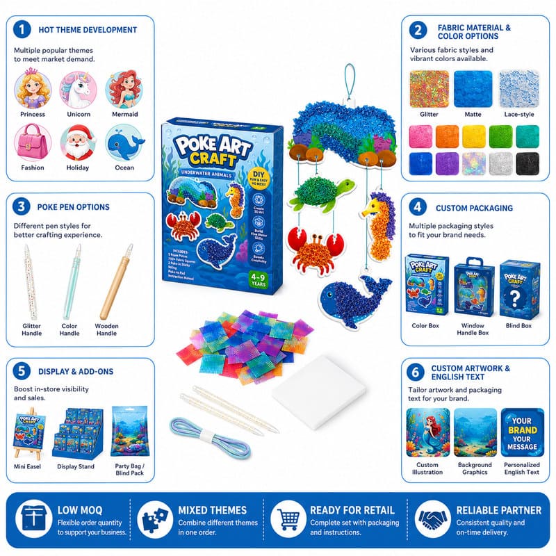 Underwater Animals Poke Art Kit craft material detail