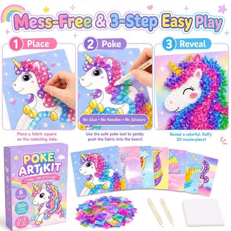 Unicorn Canvas Poke Art Kit size and dimensions