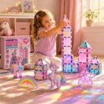 Unicorn Castle Magnetic Tiles Set completed puzzle view