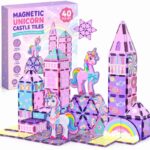 Unicorn Castle Magnetic Tiles Set front view