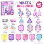 Unicorn Castle Magnetic Tiles Set puzzle pieces and layout view