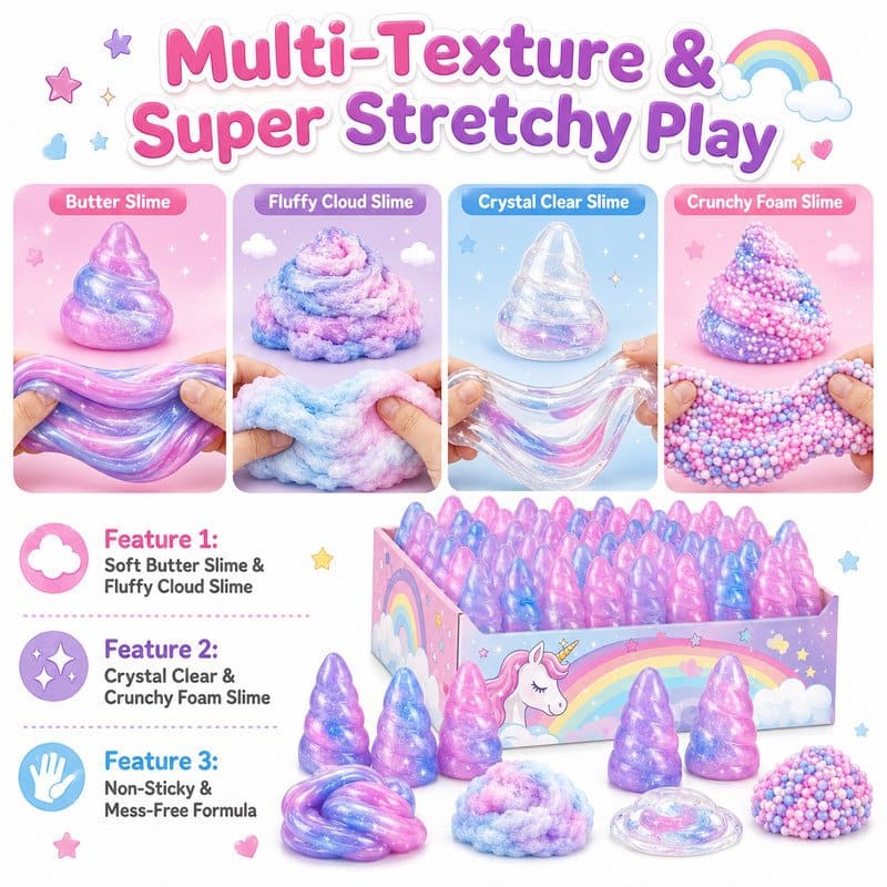 Unicorn Horn Slime Putty Set size and dimensions