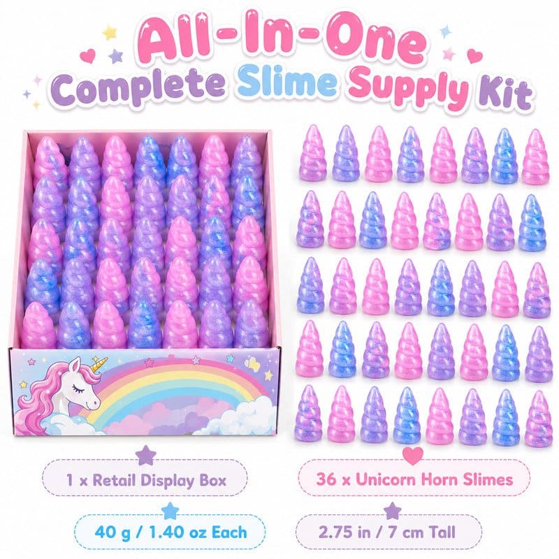 Unicorn Horn Slime Putty Set kit contents view