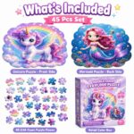 Double-Sided Unicorn & Mermaid EVA Foam Floor Puzzle puzzle pieces and layout view