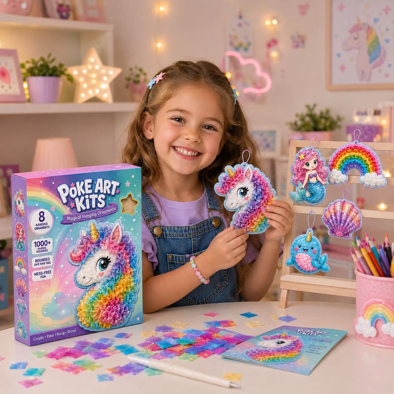 Unicorn & Rainbow Poke Art Kit finished craft example