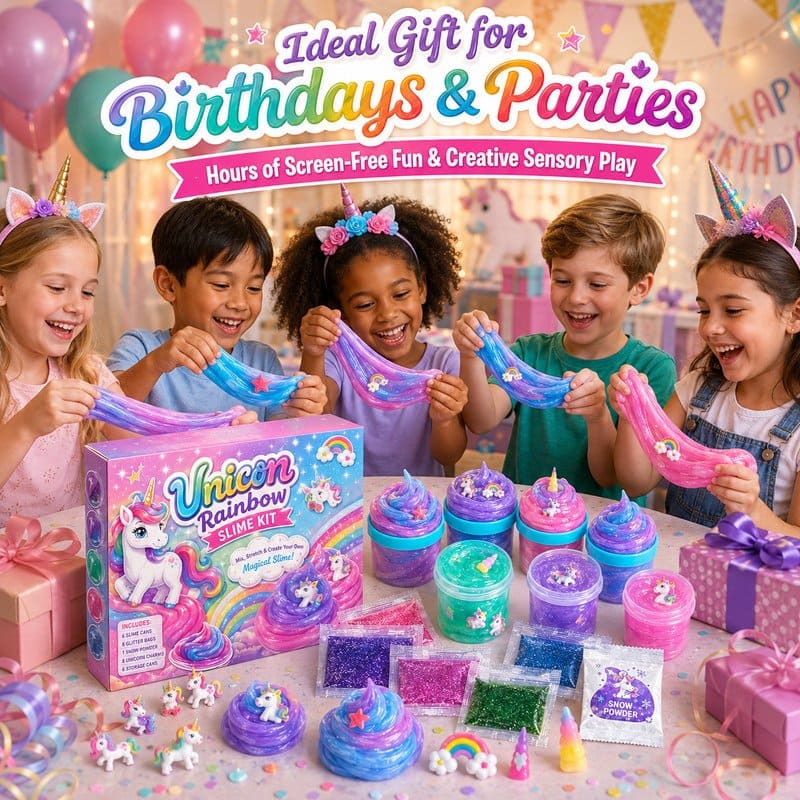 Unicorn Rainbow Slime Kit finished project example
