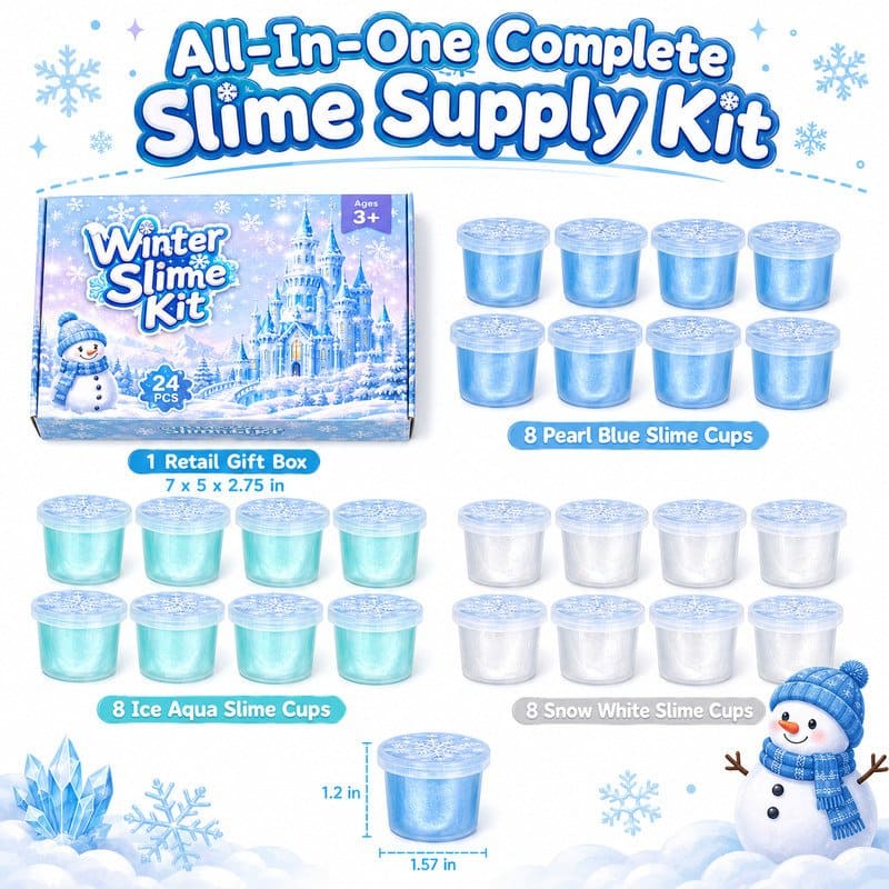 Winter Clear Slime Kit kit contents view