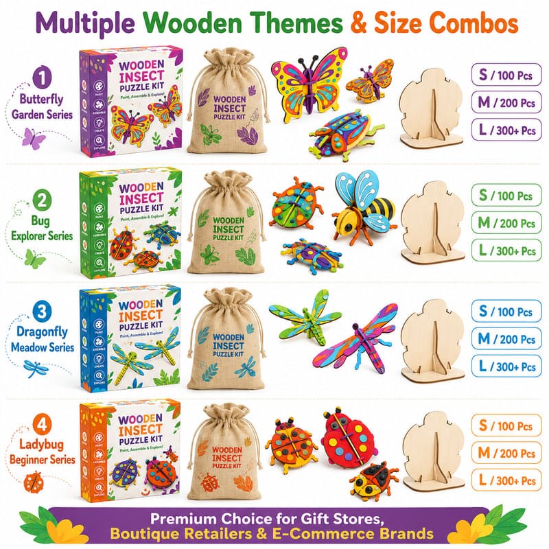 Wooden Insect Puzzle & Painting Kit custom artwork detail