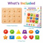 Wooden Shape Peg Puzzle Set puzzle pieces and layout view