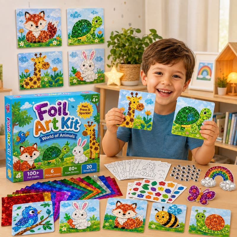World of Animals Foil Art Kit finished craft example